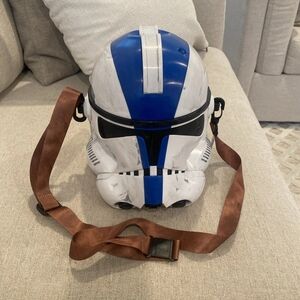 Starwars Nite Blue and White Helmet with Brown Strap Popcorn Bucket!